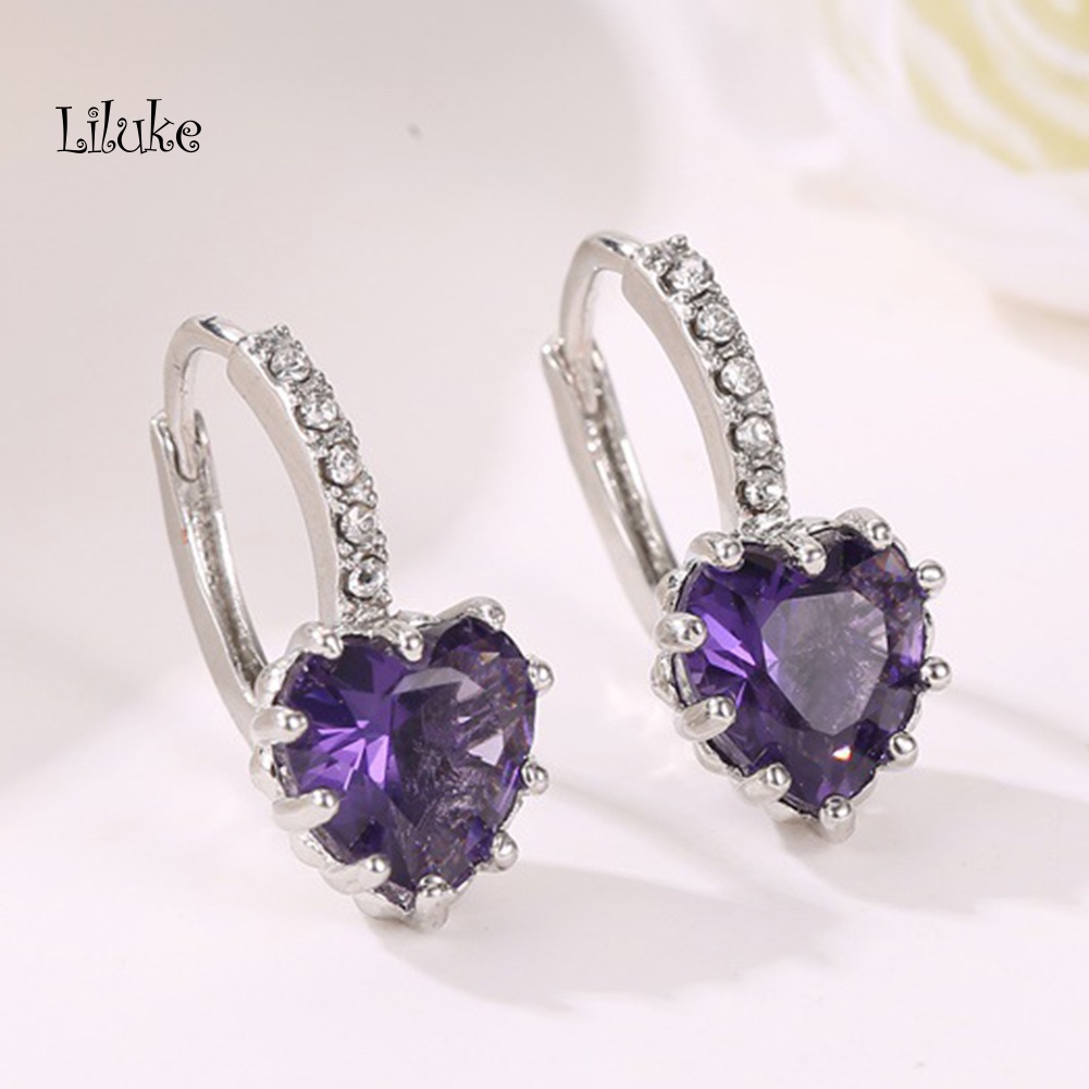 Đôi Khuyên Tai HìNh TráI Tim ĐíNh Zirconia LấP LáNh ThờI Trang Cho Nữ