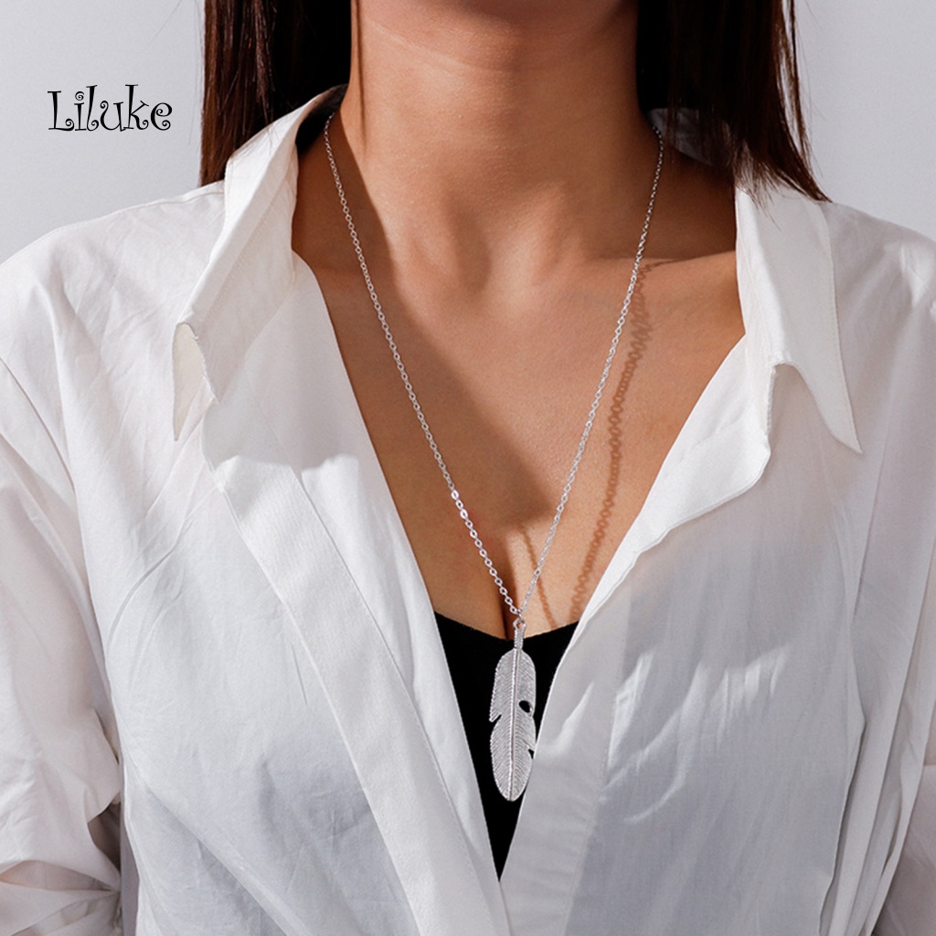 Vòng cổ Dáng Dài Mặt Lông Vũ Phong Cách Bohemian Thời Trang Cá Tính