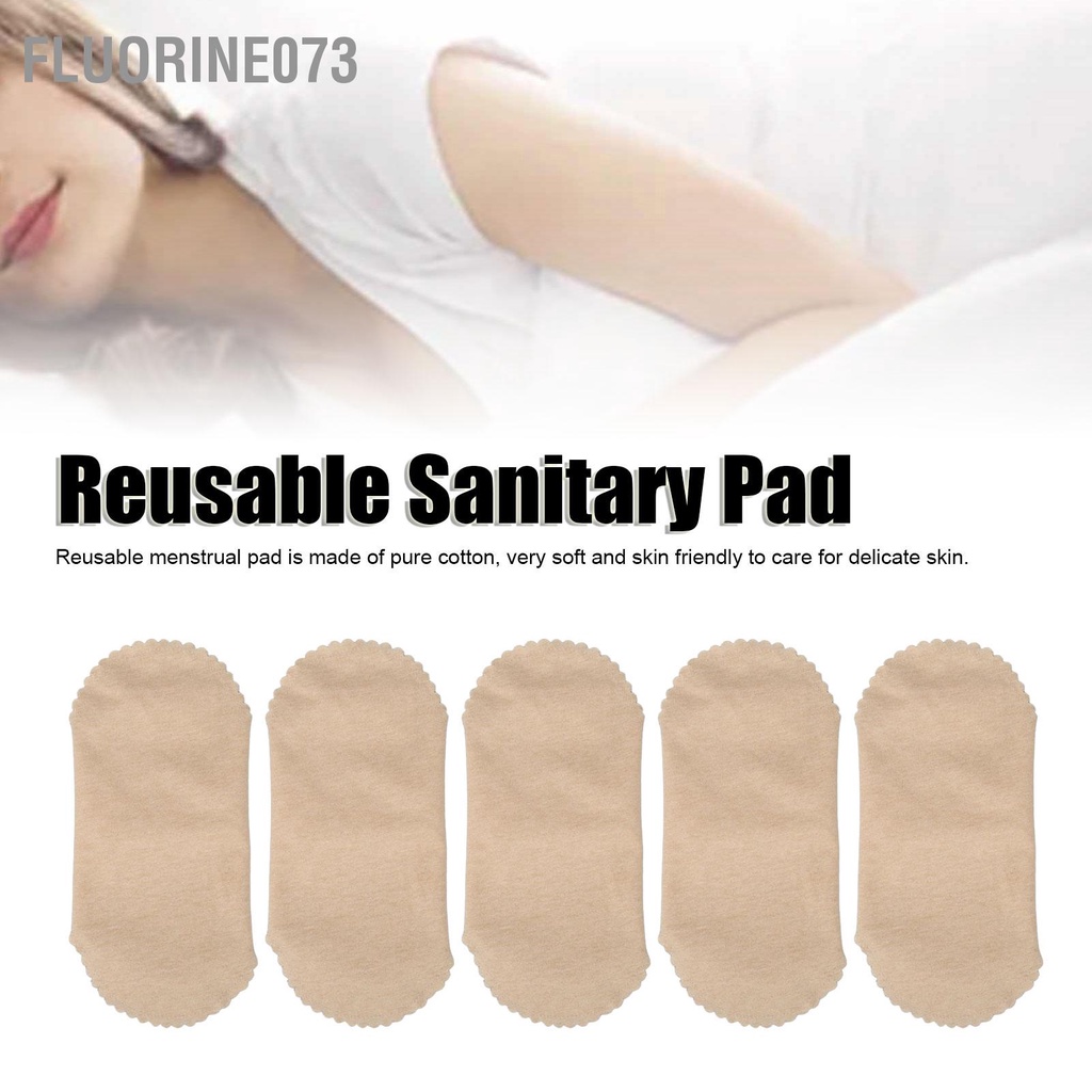 Fluorine073 5 Chiếc Có Thể Tái Sử Dụng Kinh Nguyệt Miếng Lót Cotton Nguyên Chất Thoáng Khí Thấm Hút Cao Chống Rò Rỉ Giặt Quần Dành Cho Nữ