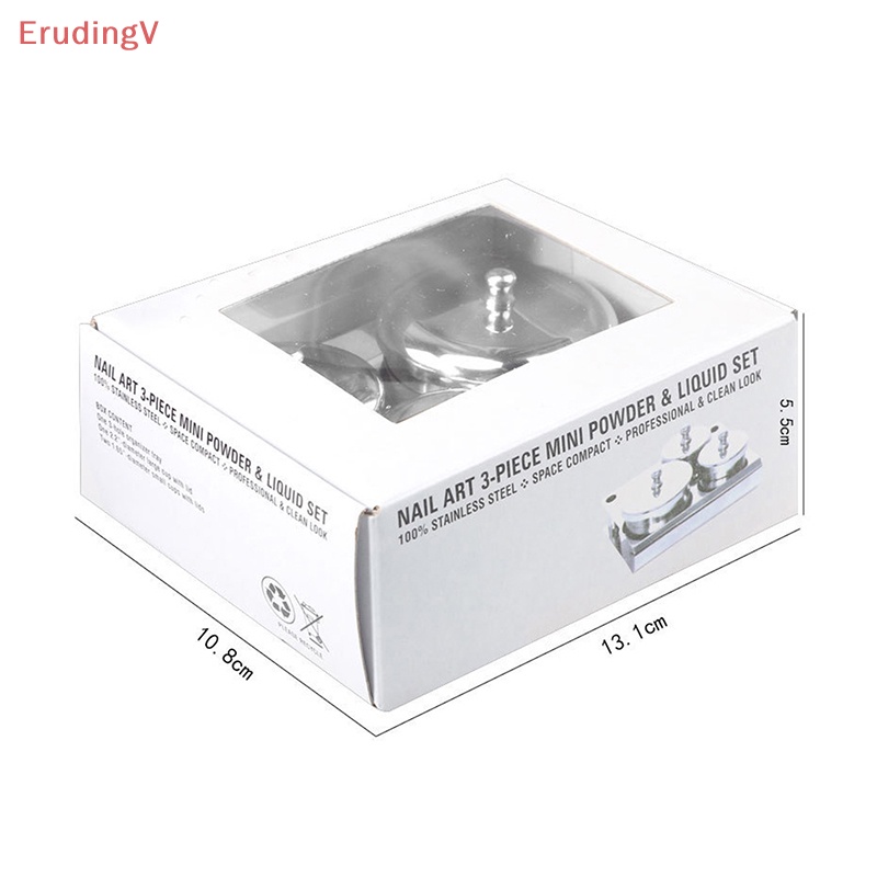 Set 3 Khay Đựng Bột Làm Móng Bằng Thép Không Gỉ