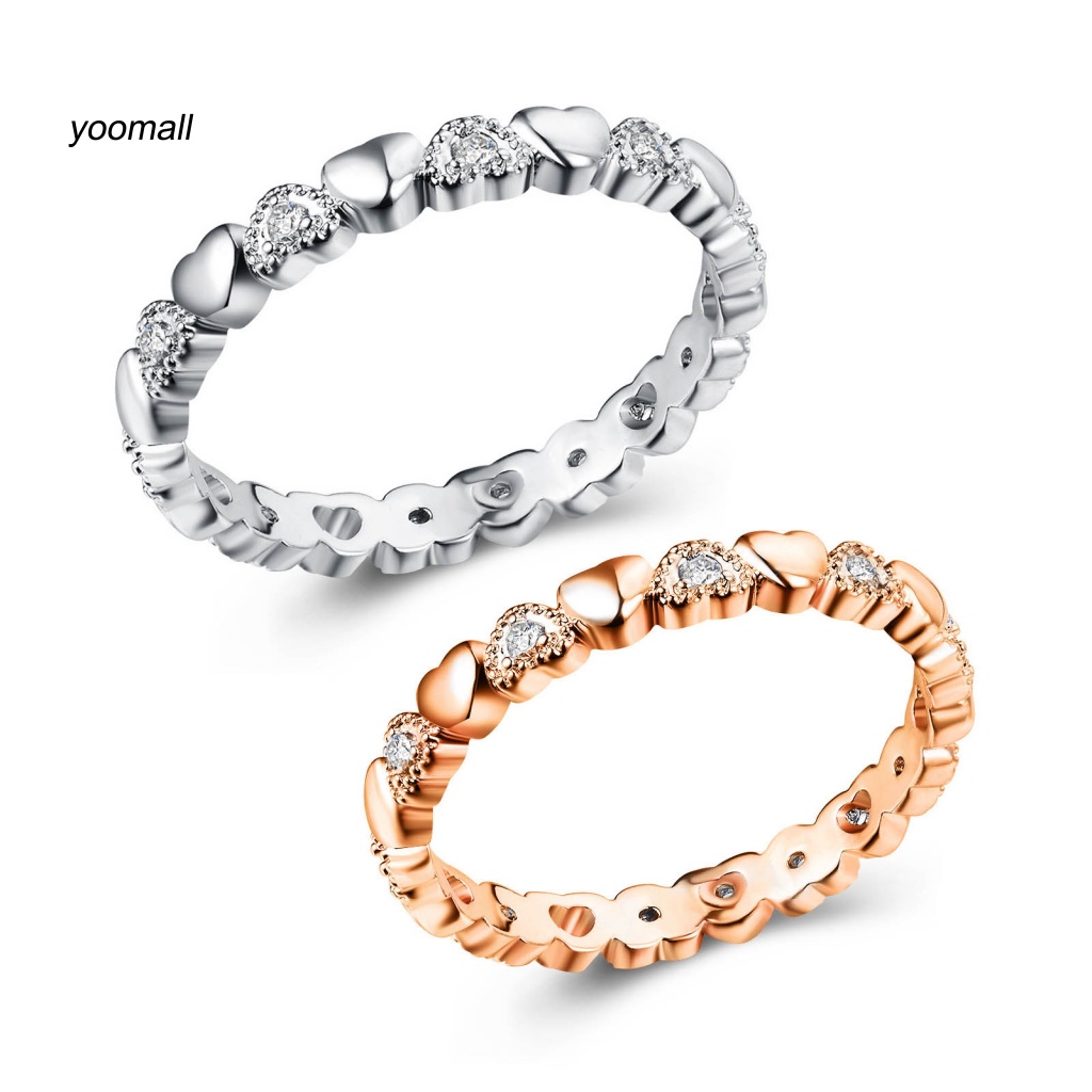 Nhẫn Đính Đá Zircon Hình Trái Tim Thời Trang Cho Nữ