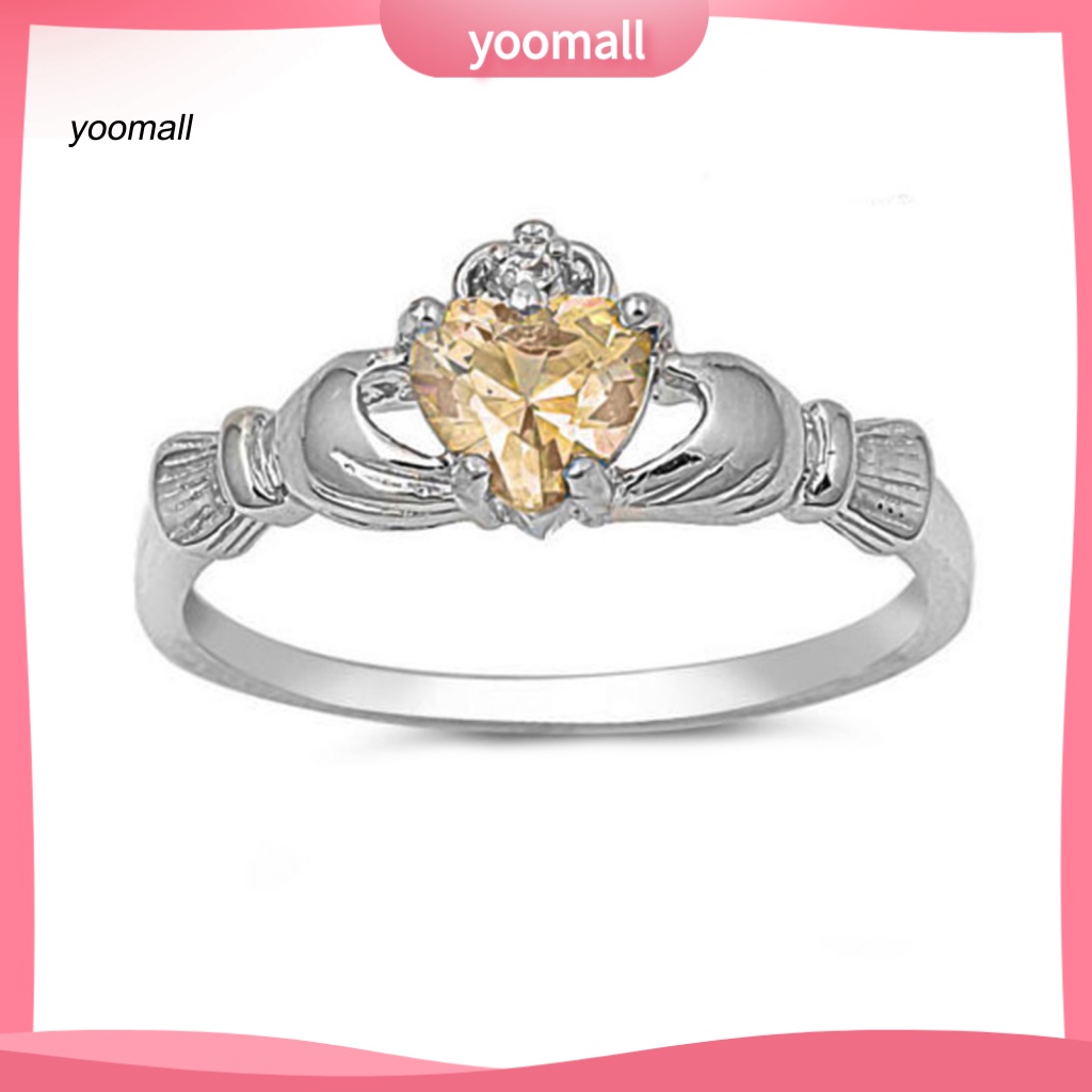 Nhẫn Đính Hôn Bằng Đồng Đính Đá Hình Trái Tim Sang Trọng Cho Nữ