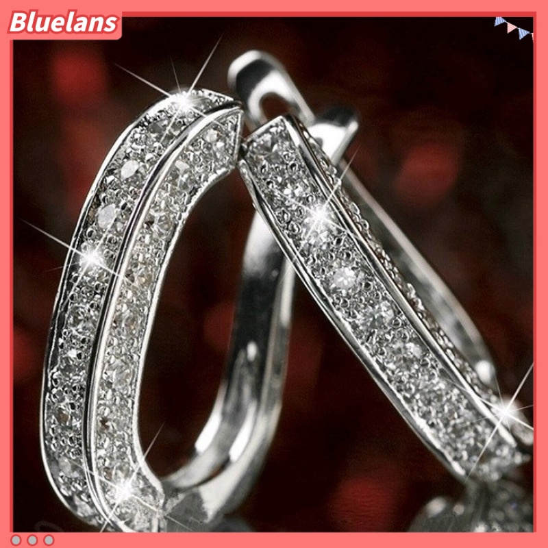 [BLS] Khuyên Tai Kẹp Ba Mặt Đính Kim Cương Giả Thời Trang Mới