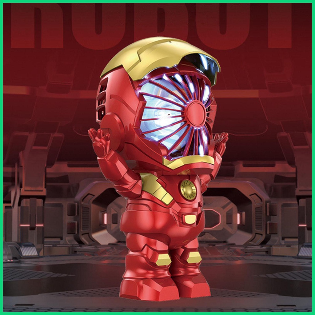 Quạt mini sạc usb Cầm Tay Hình Người Sắt Hoạt Hình 3D Dễ Thương