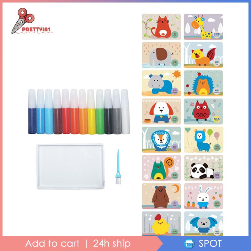 Bộ Dụng Cụ Vẽ Tranh Cát 12 Màu Dành Cho Trẻ Em