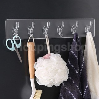 Móc Treo Đồ 6 Trong 1 Gắn Tường Trong Suốt Chống Nước Sắp Xếp Gọn Gàng Cho Nhà Bếp Nhà Tắm