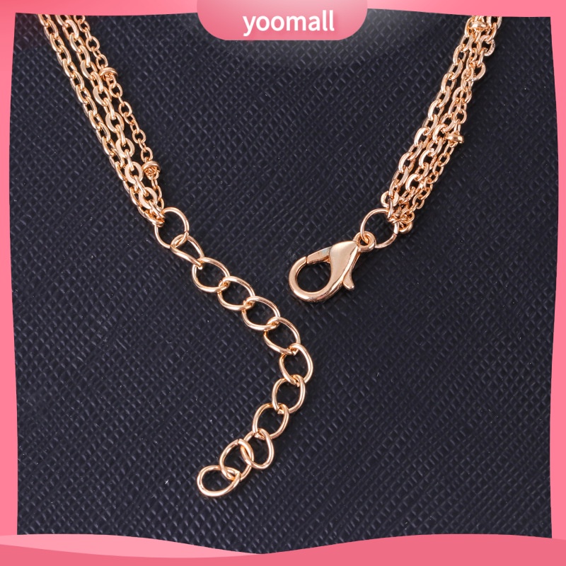 [YM] Vòng cổ Ba Lớp Đính Kim Sa Ngọc Trai Phụ Kiện Xương Ngắn