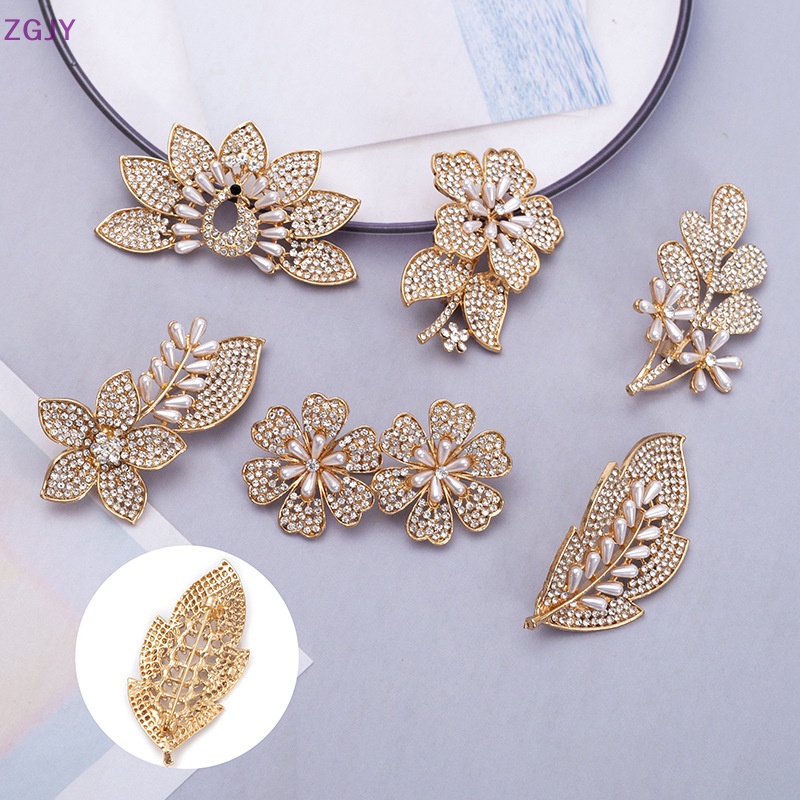 Ghim Cài Áo Hình Hoa Lá Đính Ngọc Trai Thời Trang Cho Nữ Mới