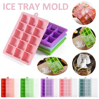 New 15 grids silicone ice cube tray large mold diy ice cube maker mould with lid