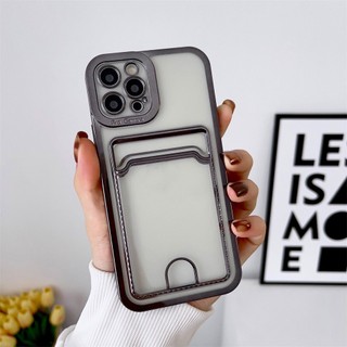 Ốp Điện Thoại Mềm Trong Suốt Có Ngăn Đựng Thẻ Mạ Điện Cho iPhone 11 12 13 14 Pro Max