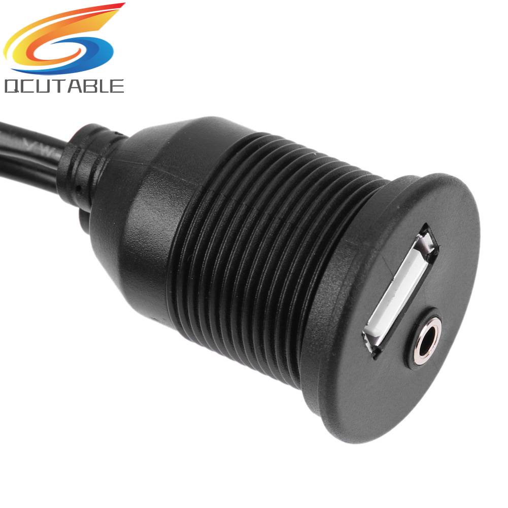 Dây Cáp Nối Dài Cho Bảng Điều Khiển Xe Hơi Moto USB 2.0 3.5mm M / F AUX