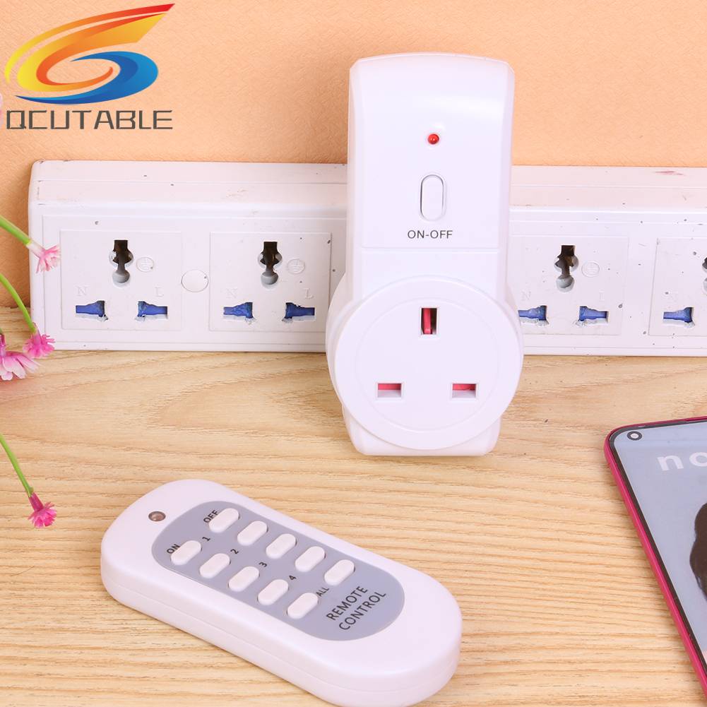 1 Ổ Cắm Điện UK Kèm 1 Công Tắc Đèn Không Dây Điều Khiển Từ Xa 1pc