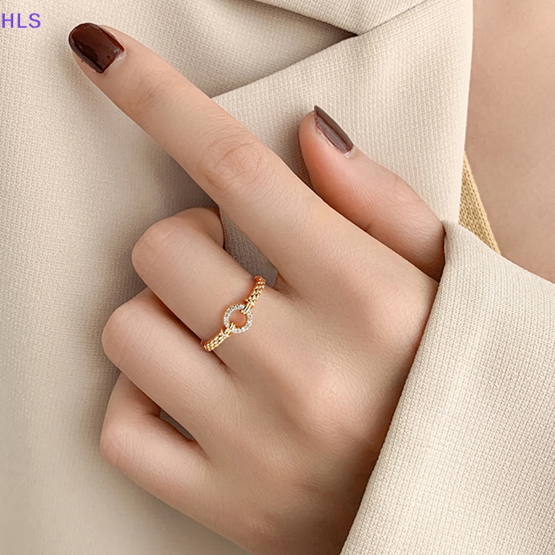 Nhẫn Tròn Hở Bằng Hợp Kim Zircon Lấp Lánh Thời Trang Cho Nữ