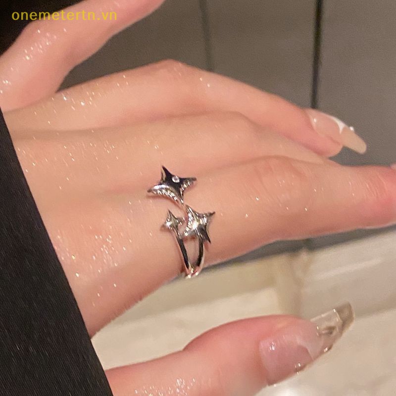 Nhẫn Hình Ngôi Sao Màu Bạc Phong Cách Hàn Quốc Đơn Giản Thời Trang Dành Cho Nữ