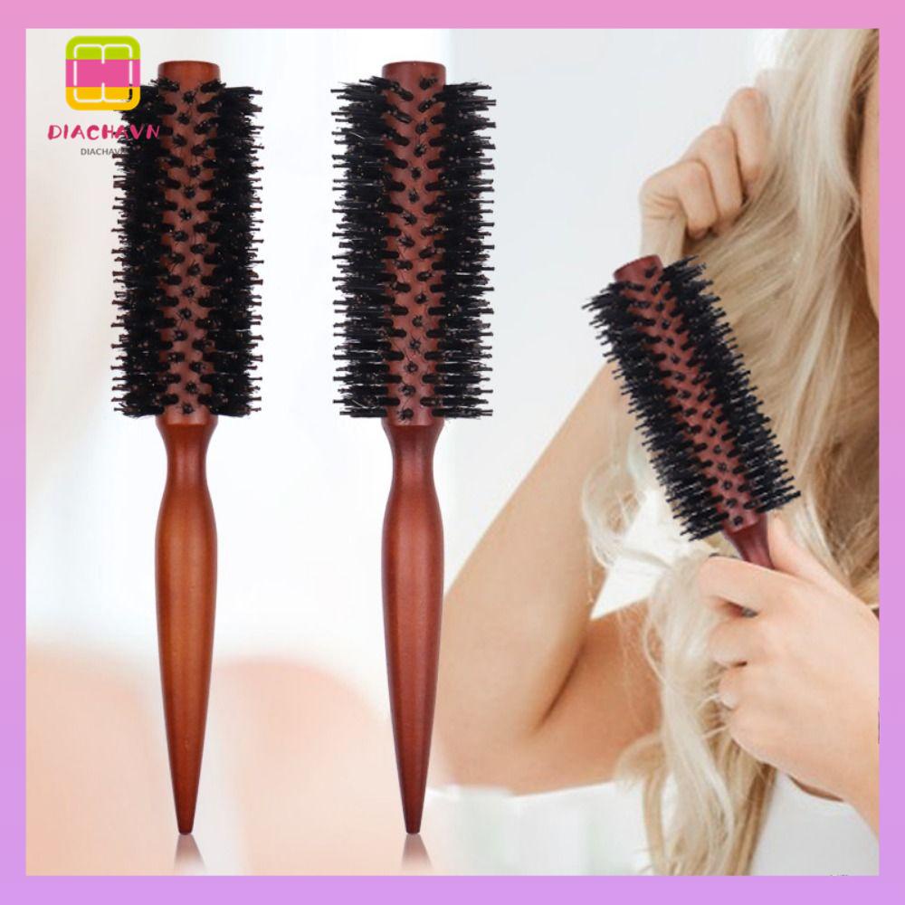 DIACHAVN Lược Tròn Tạo Kiểu Tóc Uốn / Duỗi Thẳng Bằng Gỗ