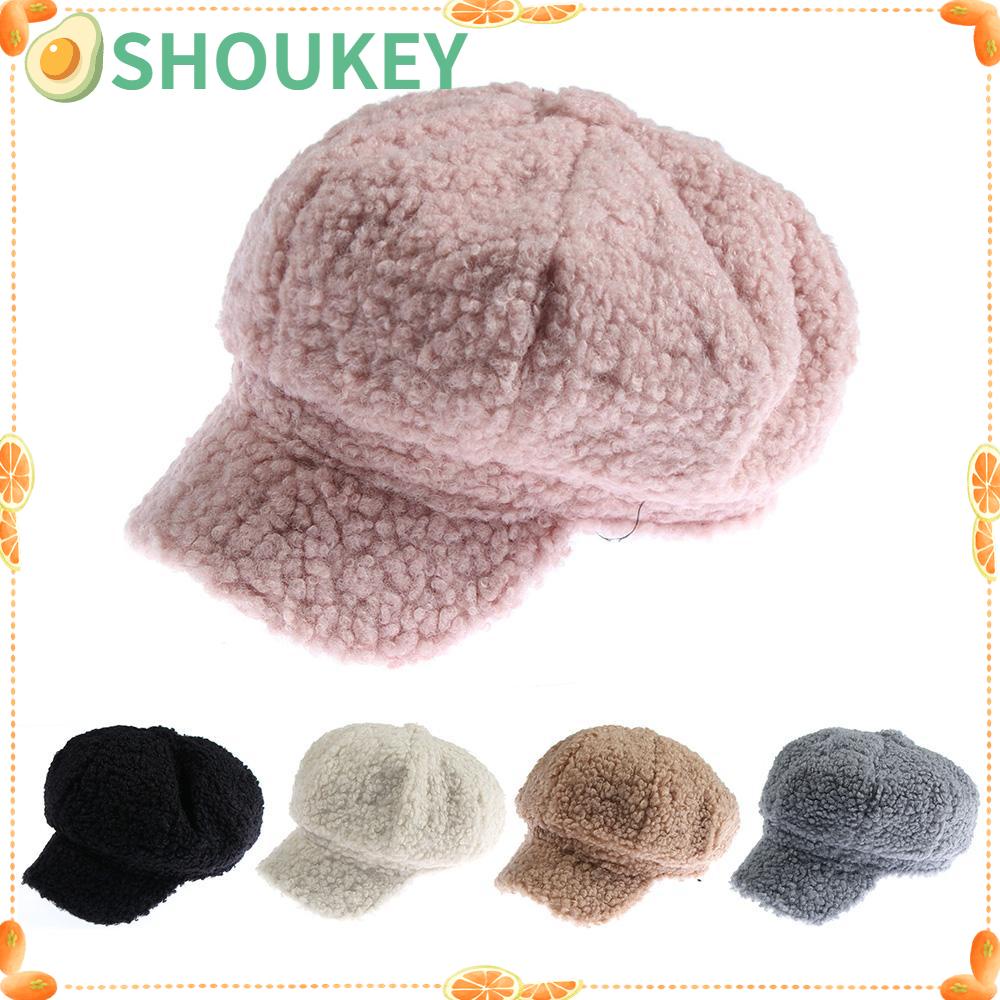 SHOUKEY Mũ Beret Lông Cừu Co Giãn Dễ Thương Xinh Xắn Cho Bé Gái