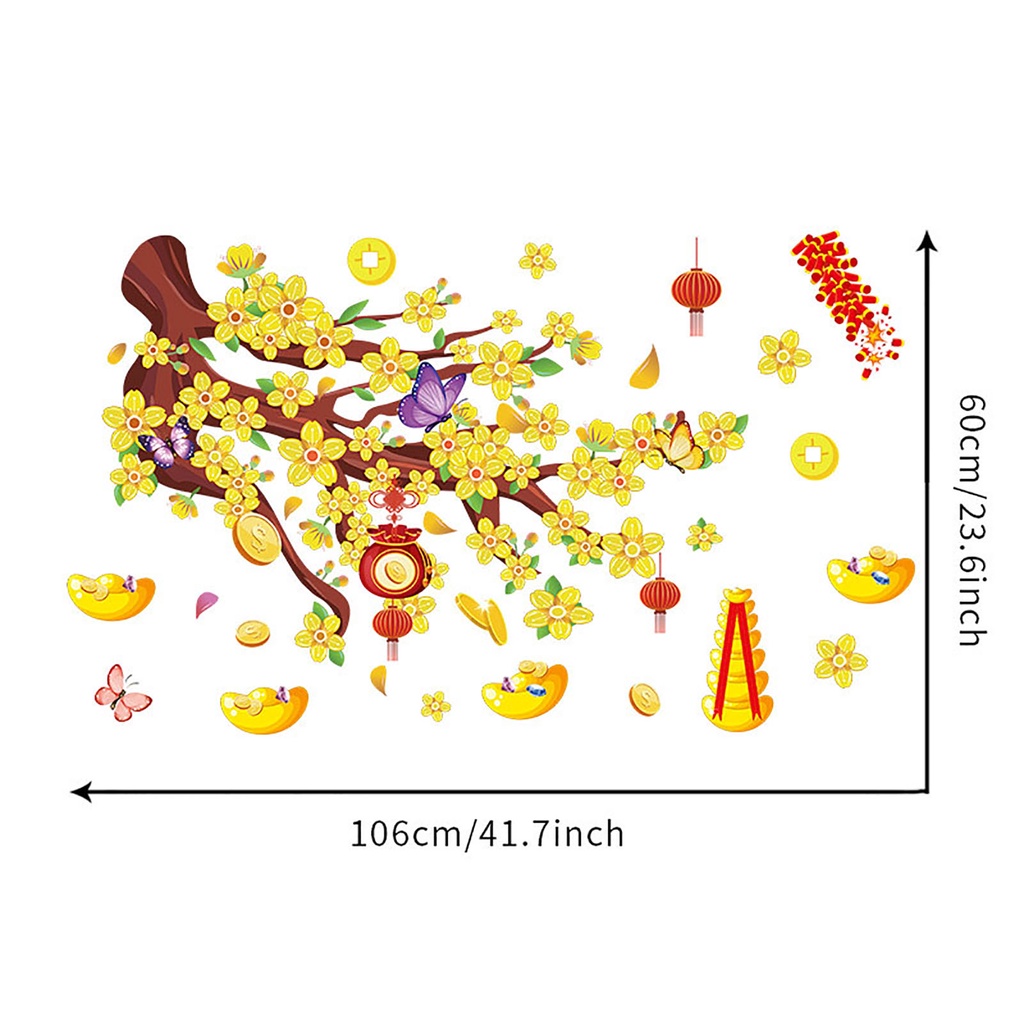 Miếng Dán Tường Trang Trí Năm Mới Phong Cách Trung Hoa