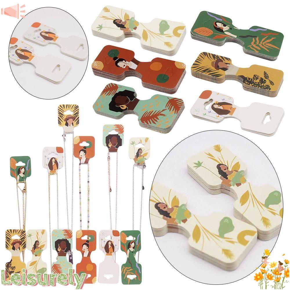 LEILY Set 100 Thẻ Giấy Kraft Trưng Bày Trang Sức Nhiều Màu Sắc Phong Cách Retro