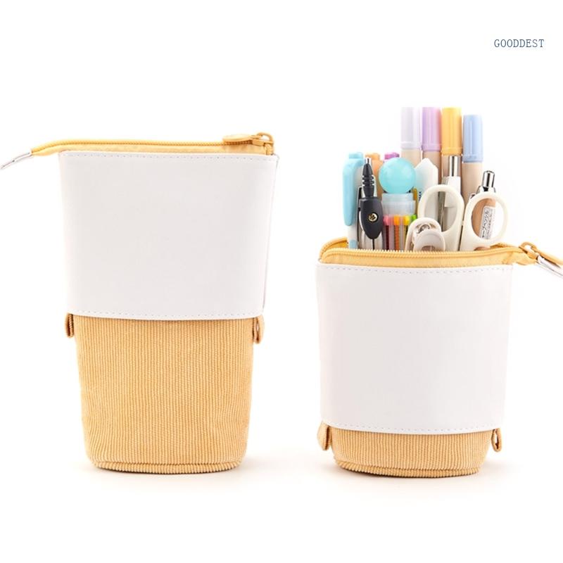 Goo Hộp Đựng Bút Bằng Vải Nhung Kẻ Có Dây Kéo Có Thể Điều Chỉnh