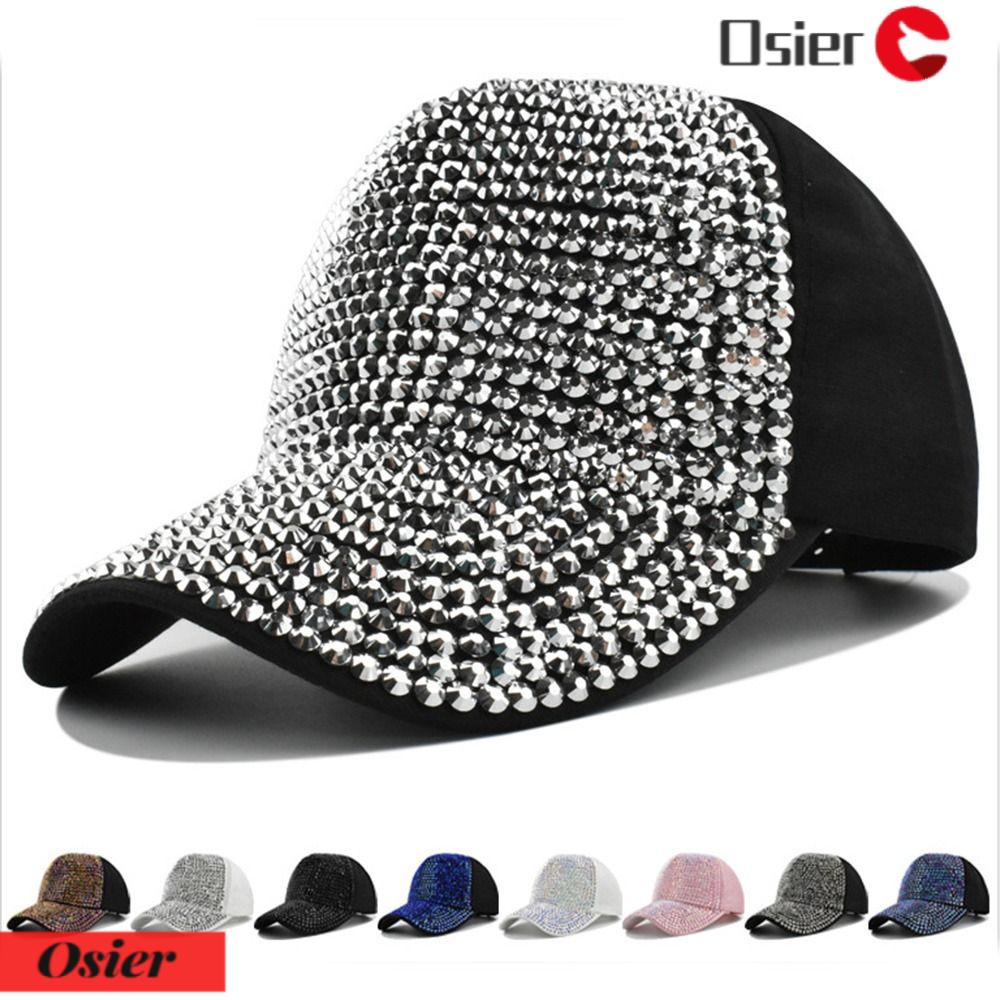 OSIER1 Mũ Lưỡi Trai Đính Đá Phong Cách Vintage Sang Trọng