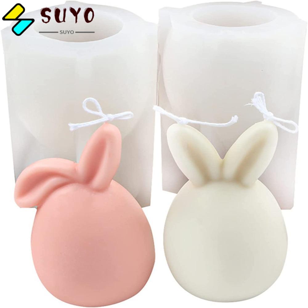 SUYO Bộ 2 Cây Nến Silicone Hình Quả Trứng Thỏ 3D
