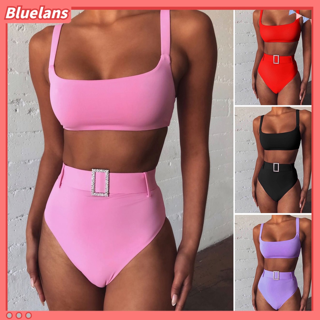 Bộ Đồ Bơi 2 Mảnh Lưng Cao Không Tay Màu Sắc Thời Trang Cho Nữ