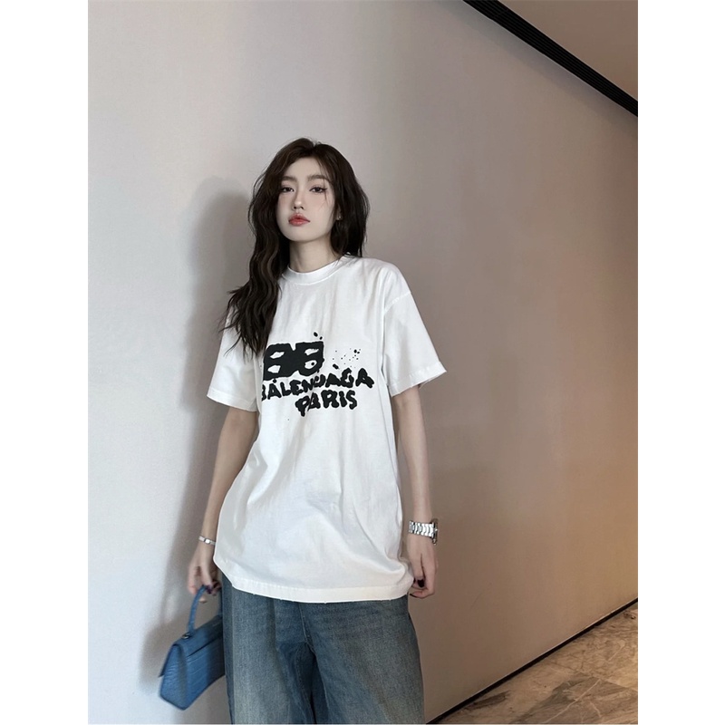 Áo Thun Tay Ngắn In Họa Tiết graffiti Vẽ Tay 23ss Thời Trang Cho Nam Và Nữ