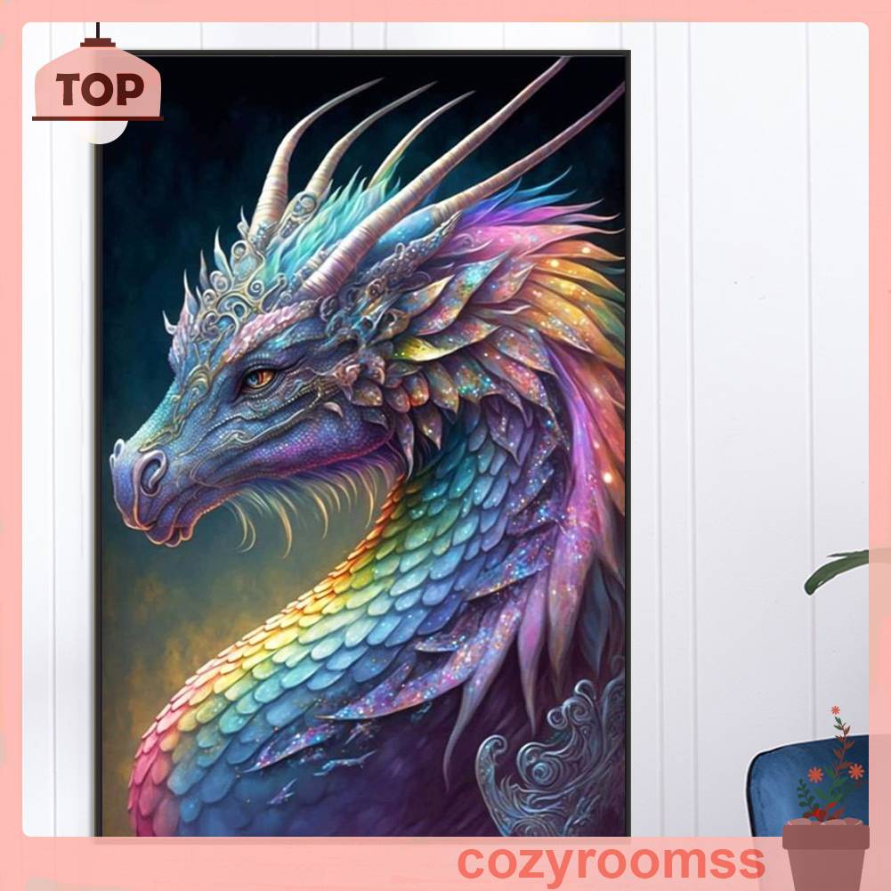 Tranh Đính Đá Kim Cương Toàn Bộ 5D DIY Hình Vẽ Rồng Trang Trí Nhà Cửa