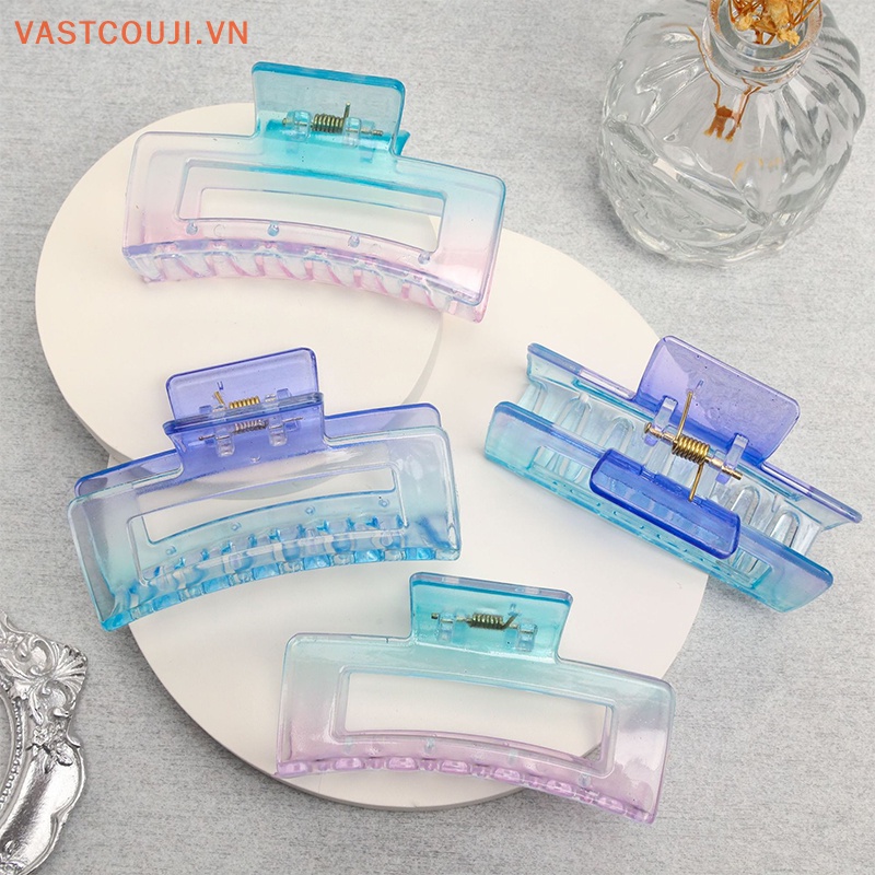 Kẹp Tóc Càng Cua Bằng Nhựa Trong Suốt Màu Gradient Phong Cách Hàn Quốc