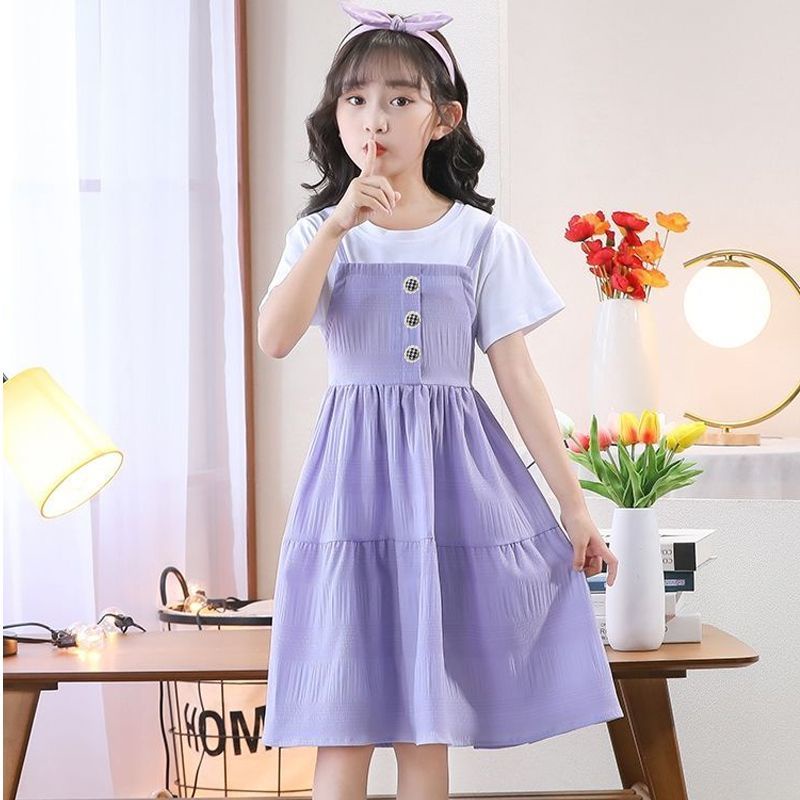 Đầm ngắn tay bé gái 3-14 tuổi Váy công chúa bé gái Váy trẻ em Váy bé gái Váy mùa hè
