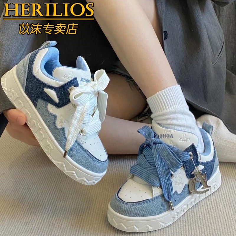 Giày Thể Thao Denim Màu Xanh Dương Thời Trang Mùa Hè 2023 Phong Cách Mới Cho Cặp Đôi