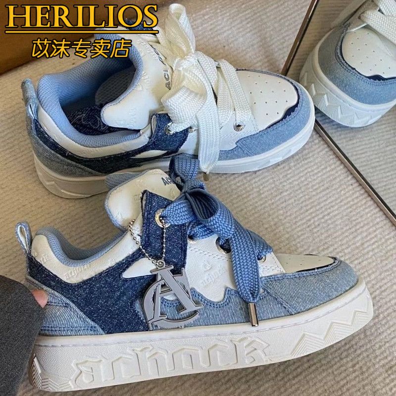 Giày Thể Thao Denim Màu Xanh Dương Thời Trang Mùa Hè 2023 Phong Cách Mới Cho Cặp Đôi