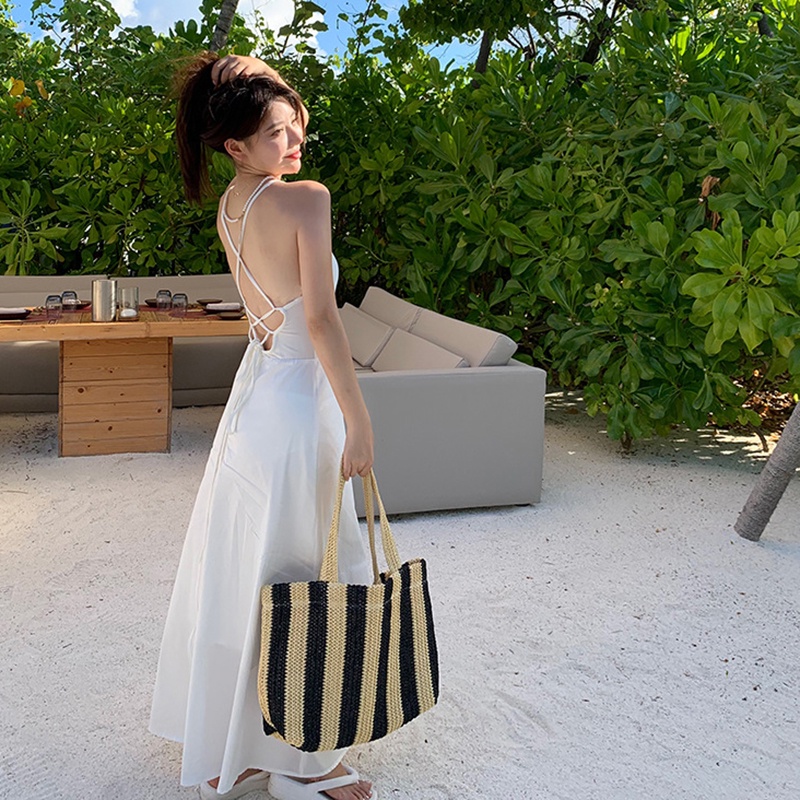 Đầm Hở Lưng Màu Trắng Phong Cách Thời Trang Pháp Dành Cho Nữ