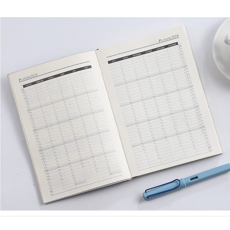 Chương trình nghị sự 2024 A5 English Planner Calendar Daily Planner Notebook 365 ngày Quản lý thời gian Niên giám Văn phòng phẩm