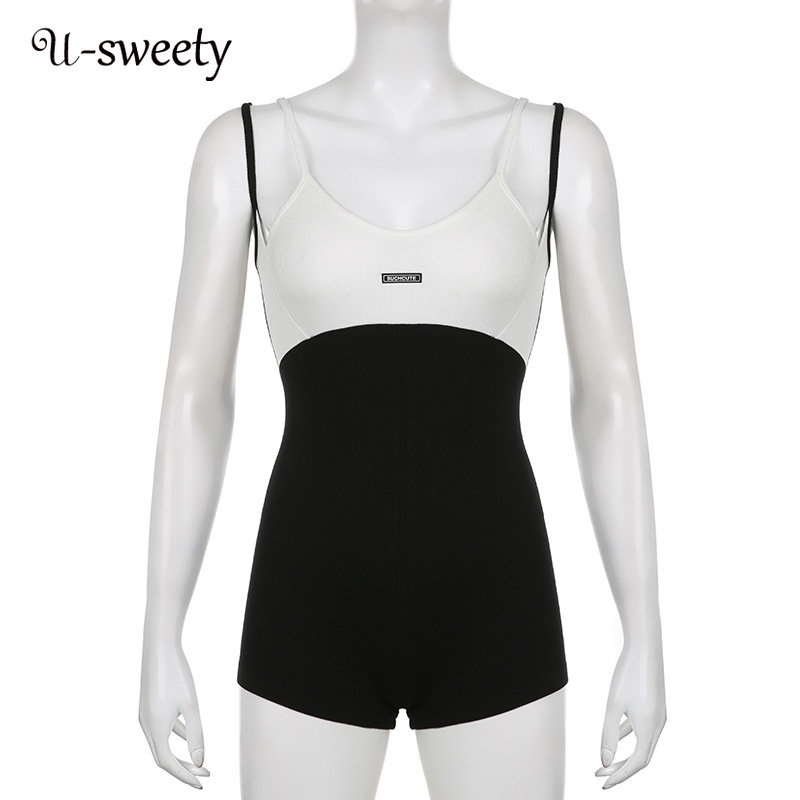 Jumpsuit Sát Nách Cổ Yếm Dáng Ôm Màu Sắc Tương Phản Thời Trang 2023 Cho Nữ | BigBuy360 - bigbuy360.vn