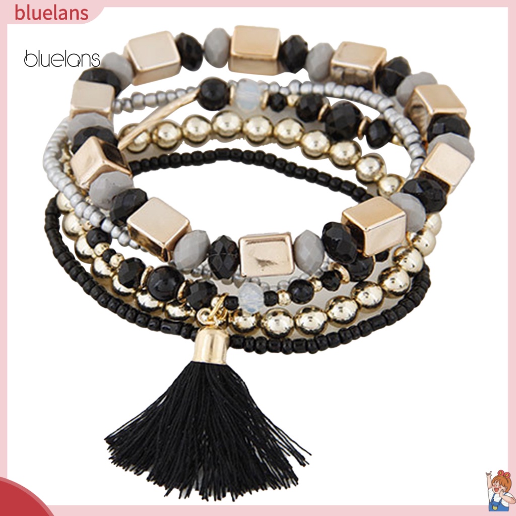 Vòng Tay Hạt Resin Nhiều Lớp Phong Cách Bohemian Cổ Điển Thời Trang Cho Nữ