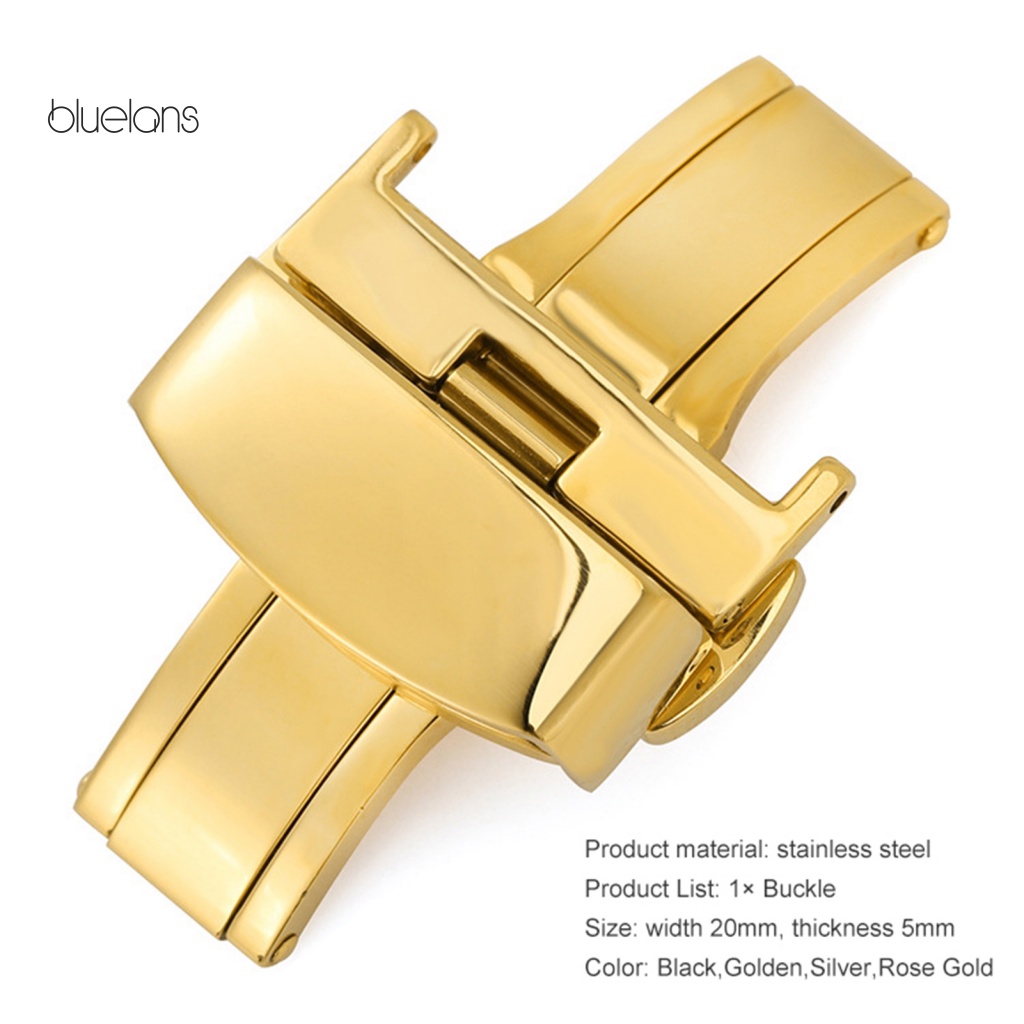 Khóa Dây Đeo Đồng Hồ Tự Động Bluelans 20mm Bằng Thép Không Gỉ Chống Ăn Mòn Chống Ăn Mòn Chống Ăn Mòn