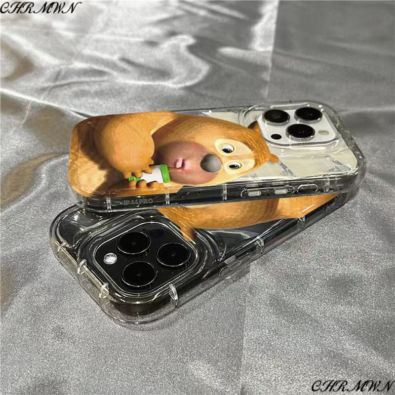 Ốp Điện Thoại Mềm Trong Suốt Họa Tiết Hai Chú Gấu Dễ Thương Cho iPhone 11 14Promax Xr7 SD49 13128