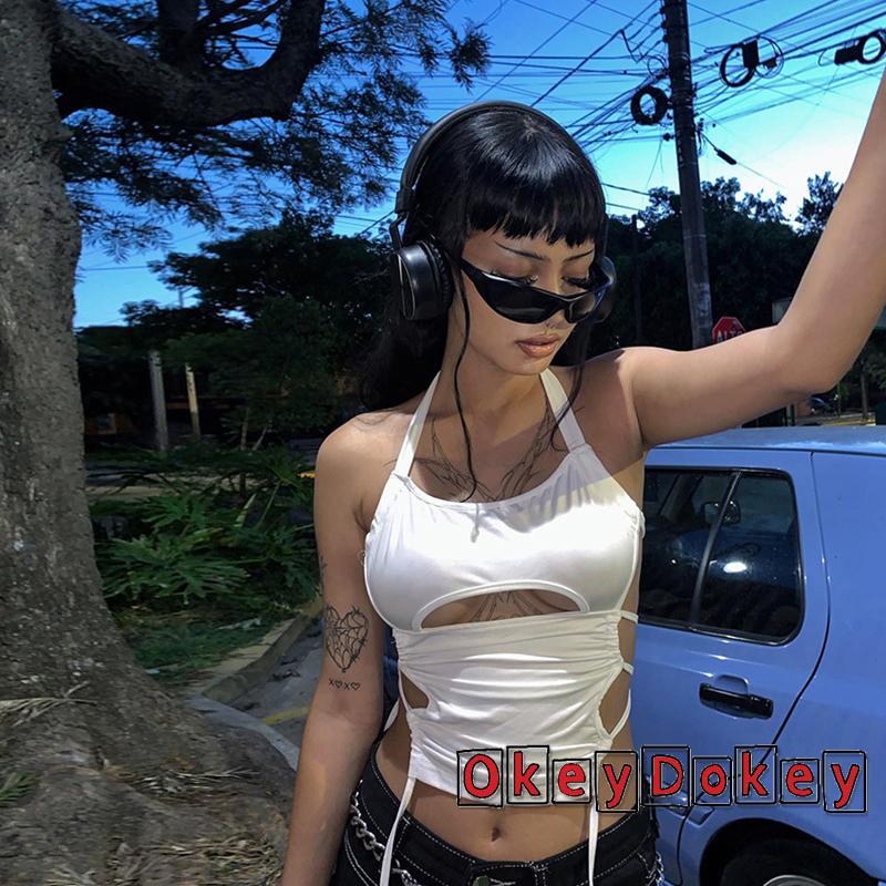 Áo Tank Top Cổ Yếm Không Tay Màu Trơn Thời Trang Mùa Hè ODokey-Y2K Cho Nữ
