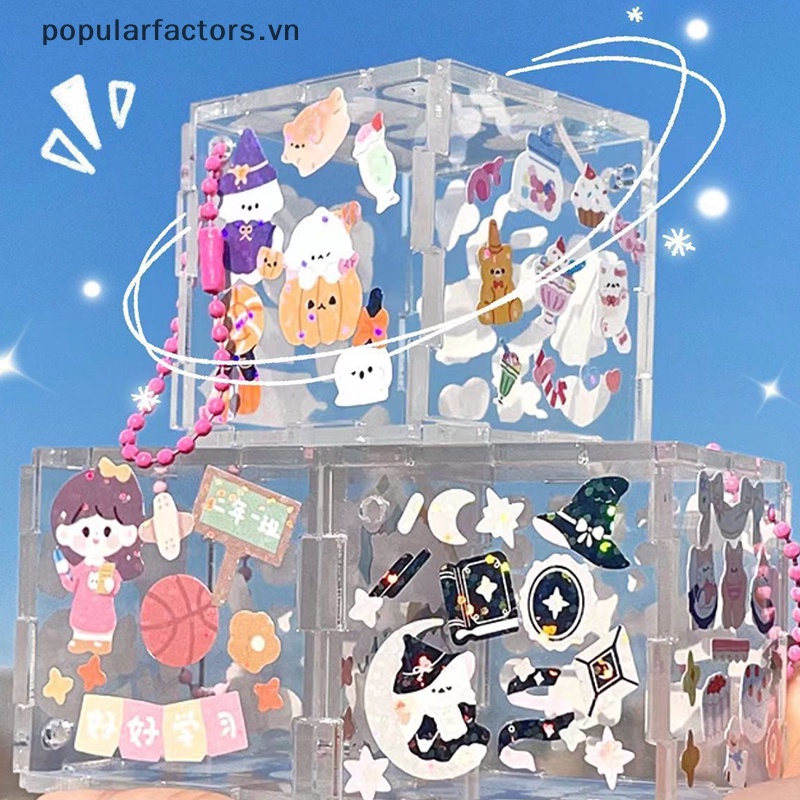 Móc Khóa Hình Khối Lập Phương 3D Trong Suốt Bằng Acrylic Độc Đáo DIY