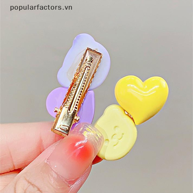 Kẹp Tóc Hình Gấu Hoạt Hình Màu Kẹo Ngọt Dành Cho Nữ