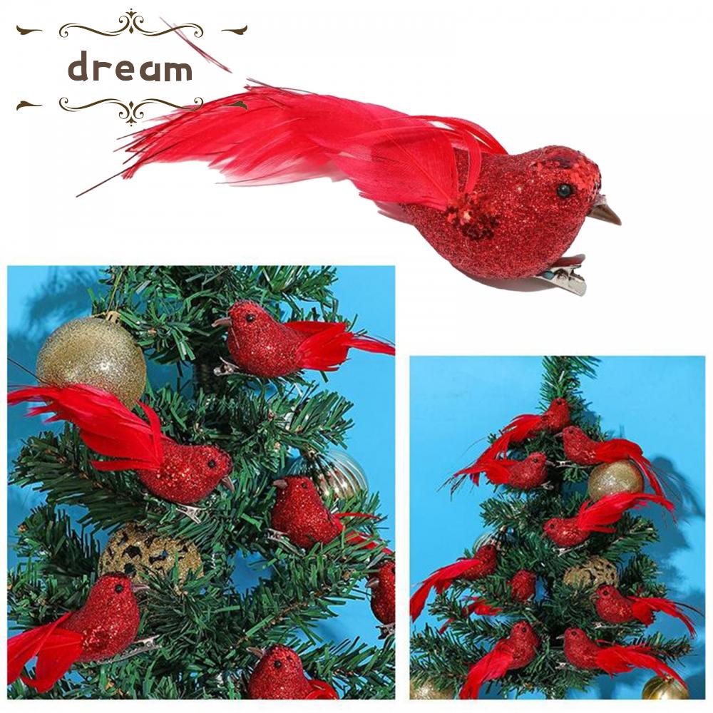 【DREAMLIFE】12 PCS Artificial Feather Birds Clips High Quality For Wreaths Christmas Decor