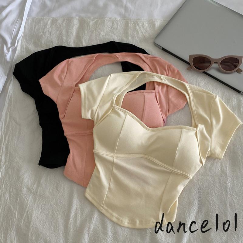 Áo Croptop Màu Trơn Cổ Yếm Hở Lưng Gợi Cảm Cho Nữ Khiêu Vũ1O1