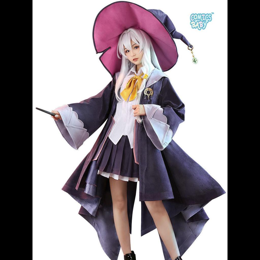 Anime The Journey of Elaina Cosplay Costume Hat Wig Witch Outfit  Lovely Halloween Suit