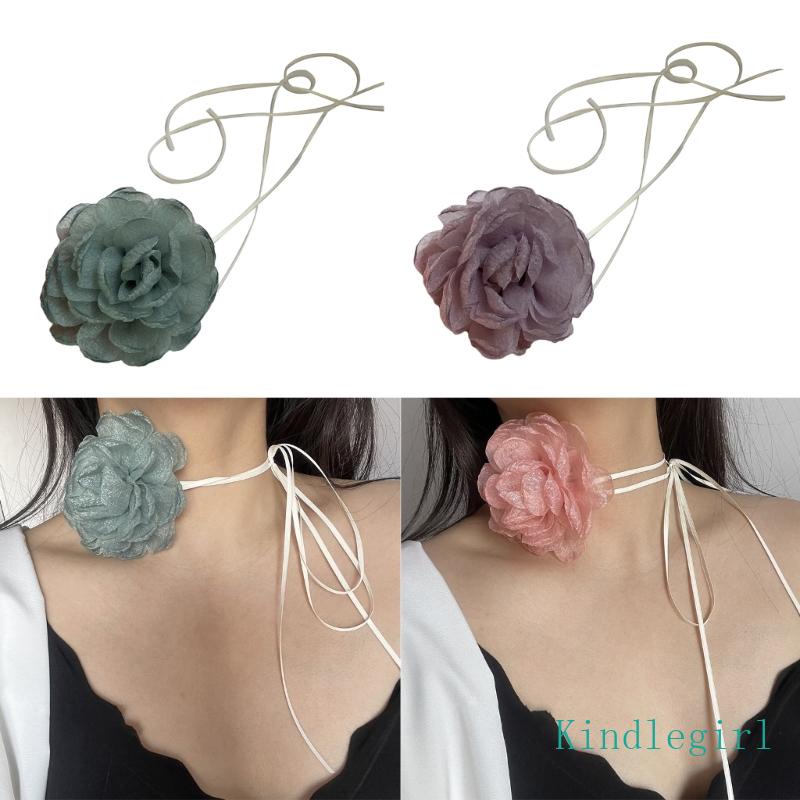 Vòng Cổ Choker Mặt Hoa Lớn Quyến Rũ Cho Nữ