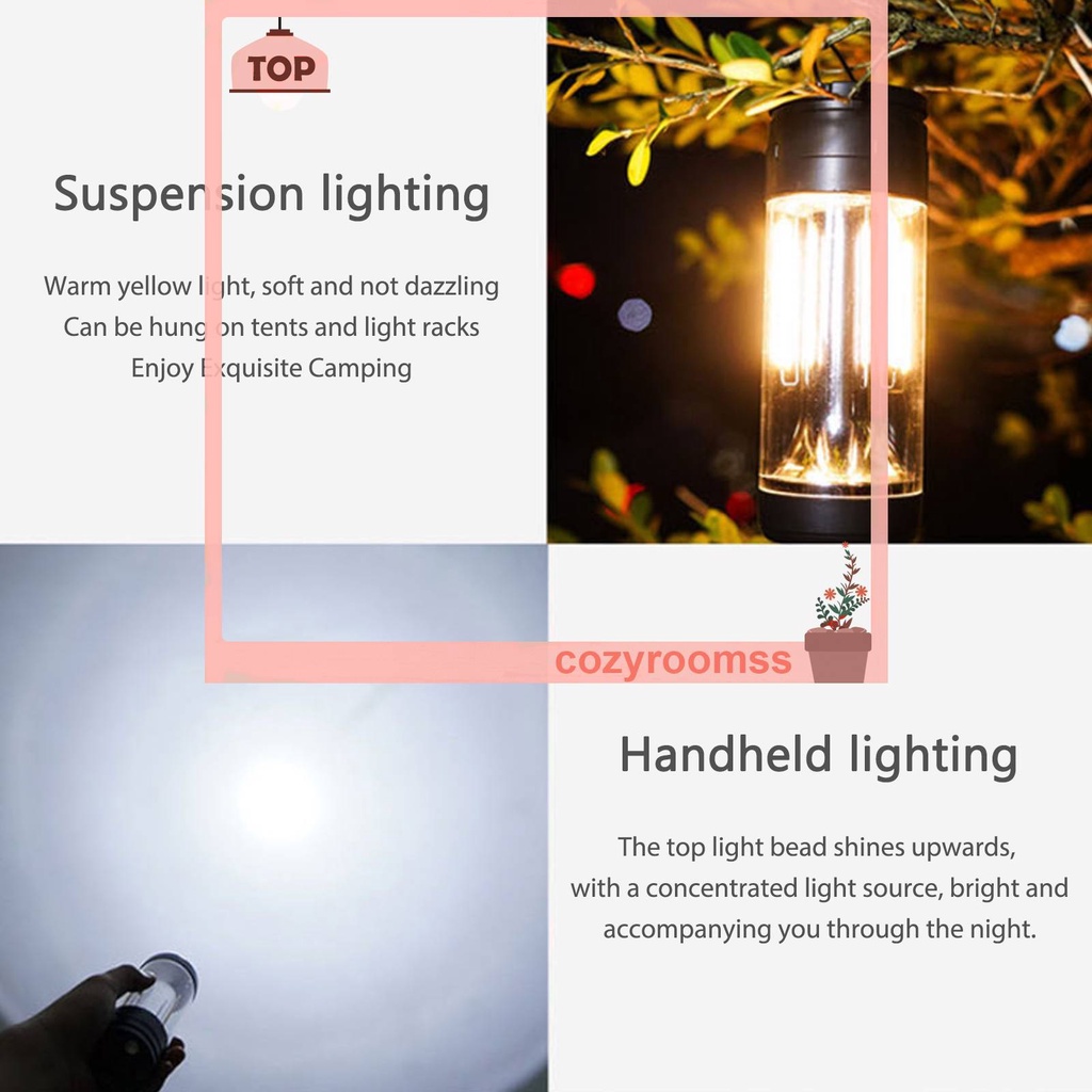 Đèn Pin Cắm Trại Nam Châm 4 Chế Độ 2000mAh