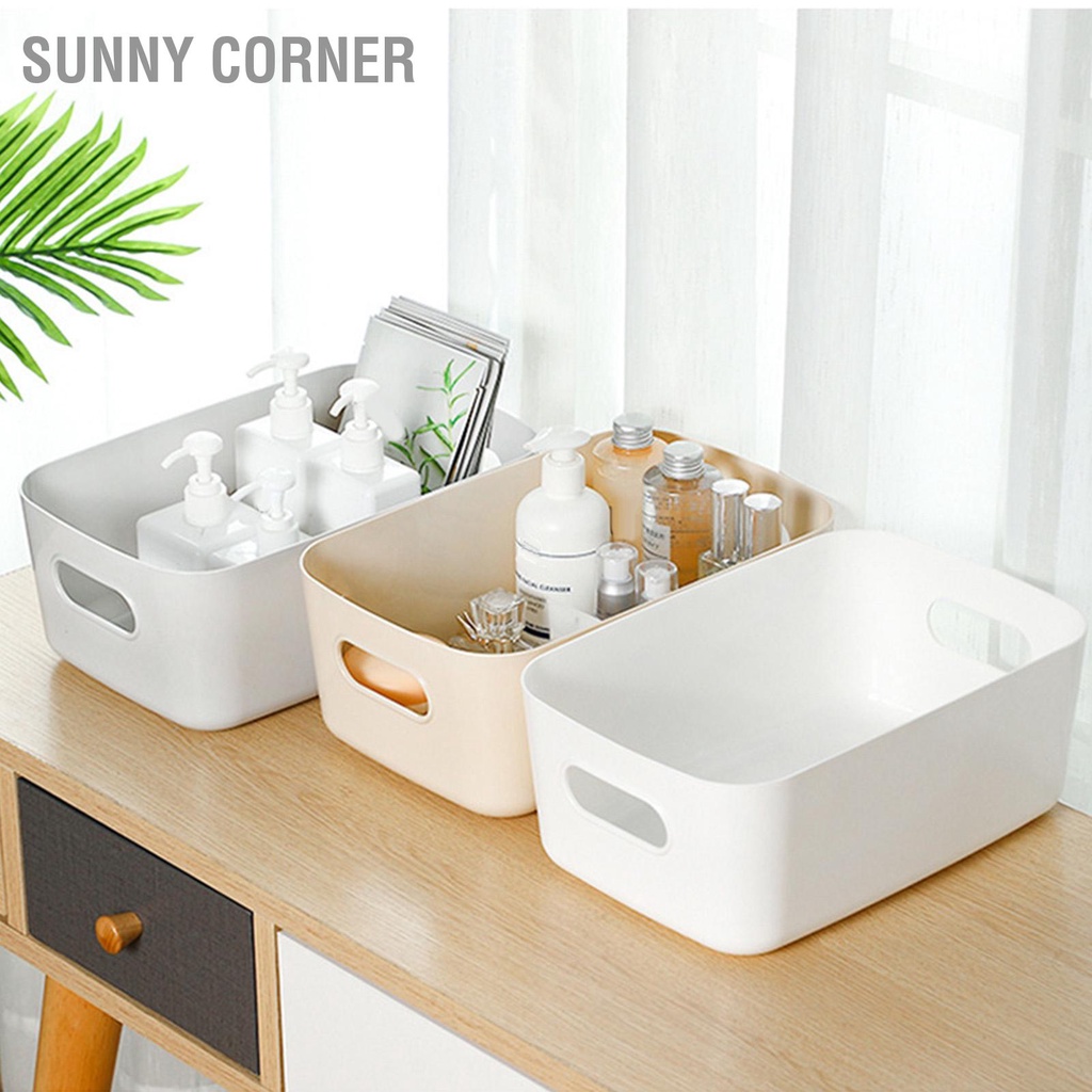 Sunny corner Có hàng sẵn Máy Tính Để Bàn Giỏ Đựng Đồ PP Mỹ Phẩm Kho Hộp Lặt Vặt Người Tổ Chức Có Tay Cầm Cho Hộ Gia Đình