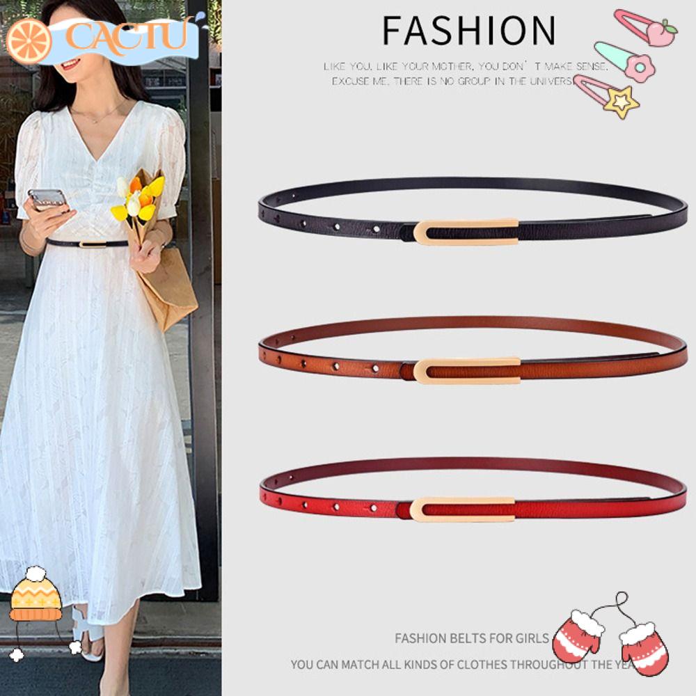 CACTU Thắt Lưng Da Bò Mỏng Phong Cách Retro Cá Tính Cho Nữ