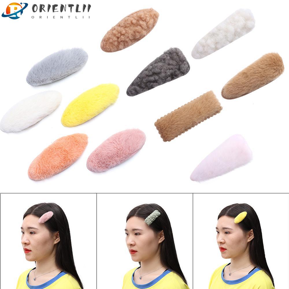 ORIENTLII Kẹp Tóc Lông Cừu Họa Tiết Hình Học Thời Trang Ngọt Ngào Cho Nữ