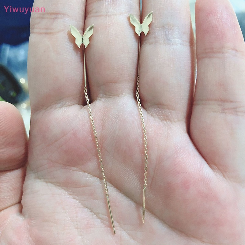 Bông Tai Dáng Dài Tua Rua Hình Bướm Màu Vàng / Bạc Thời Trang Mùa Hè Mới Cho Nữ